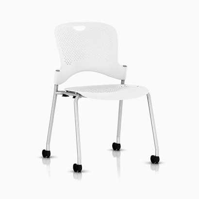 Herman Miller Caper Stuhl - Weiß/Chrom, mit Rollen