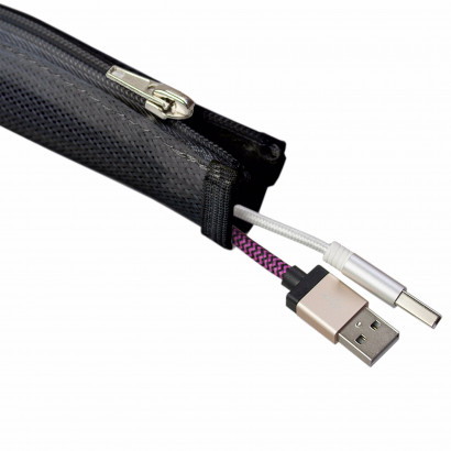 Axessline Cable Cover - Geflochtener Kabelschlauch, Mit Reißverschluss, Ø 20 mm