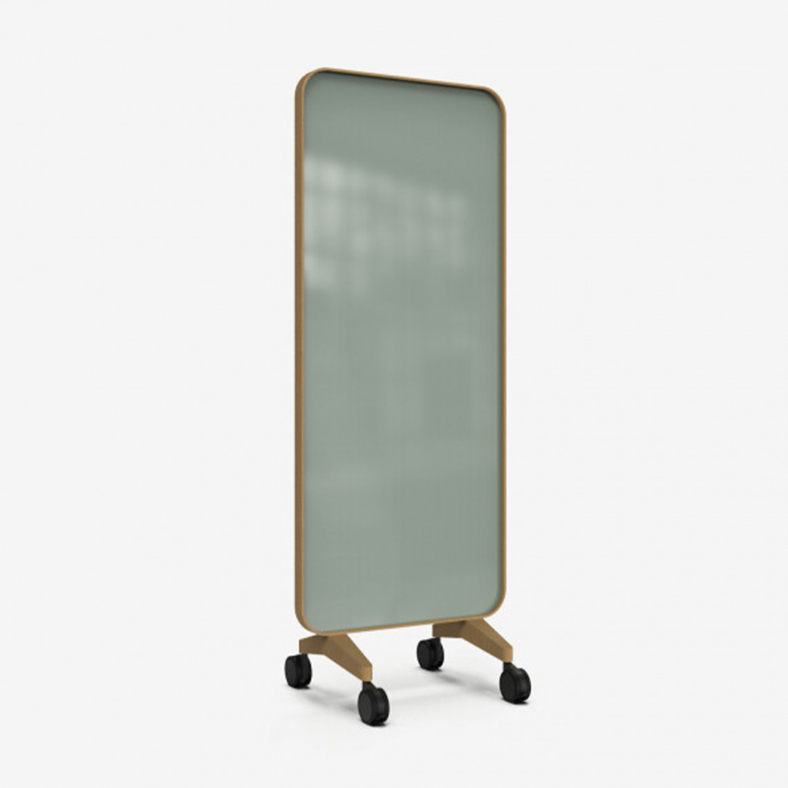 Skrivetavle af glas Frame Mobile, Farve Frank 540 - Grøngrå, Ramme Ek, Størrelse B75 x H196 cm