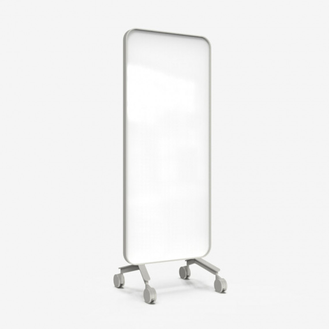 Skrivetavle af glas Frame Mobile, Farve Pure 130 - Hvid, Ramme Grå (Soft 150), Størrelse B75 x H196 cm