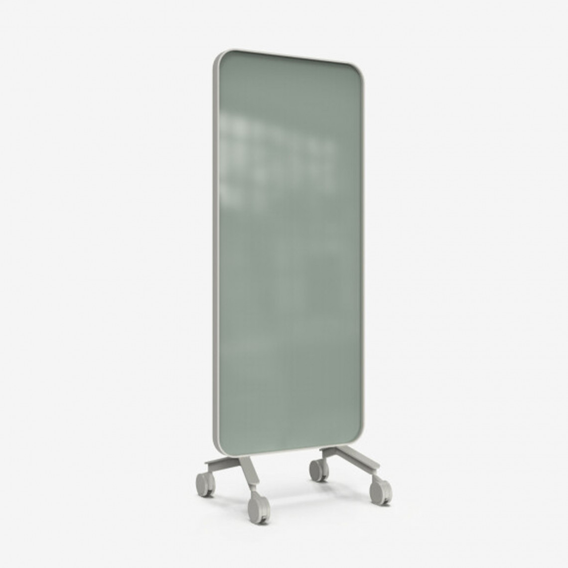 Skrivetavle af glas Frame Mobile, Farve Frank 540 - Grøngrå, Ramme Grå (Soft 150), Størrelse B75 x H196 cm