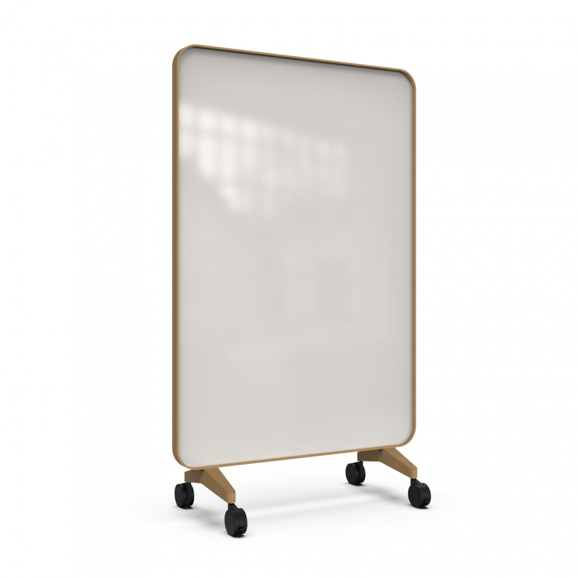 Skrivetavle af glas Frame Mobile, Farve Soft 150 - Beige, Ramme Ek, Størrelse B120 x H196 cm