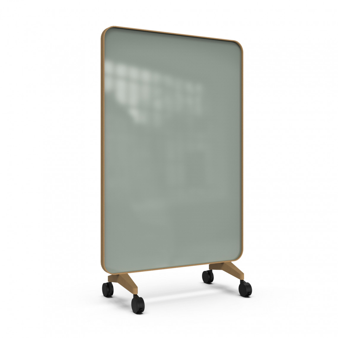 Skrivetavle af glas Frame Mobile, Farve Frank 540 - Grøngrå, Ramme Ek, Størrelse B120 x H196 cm