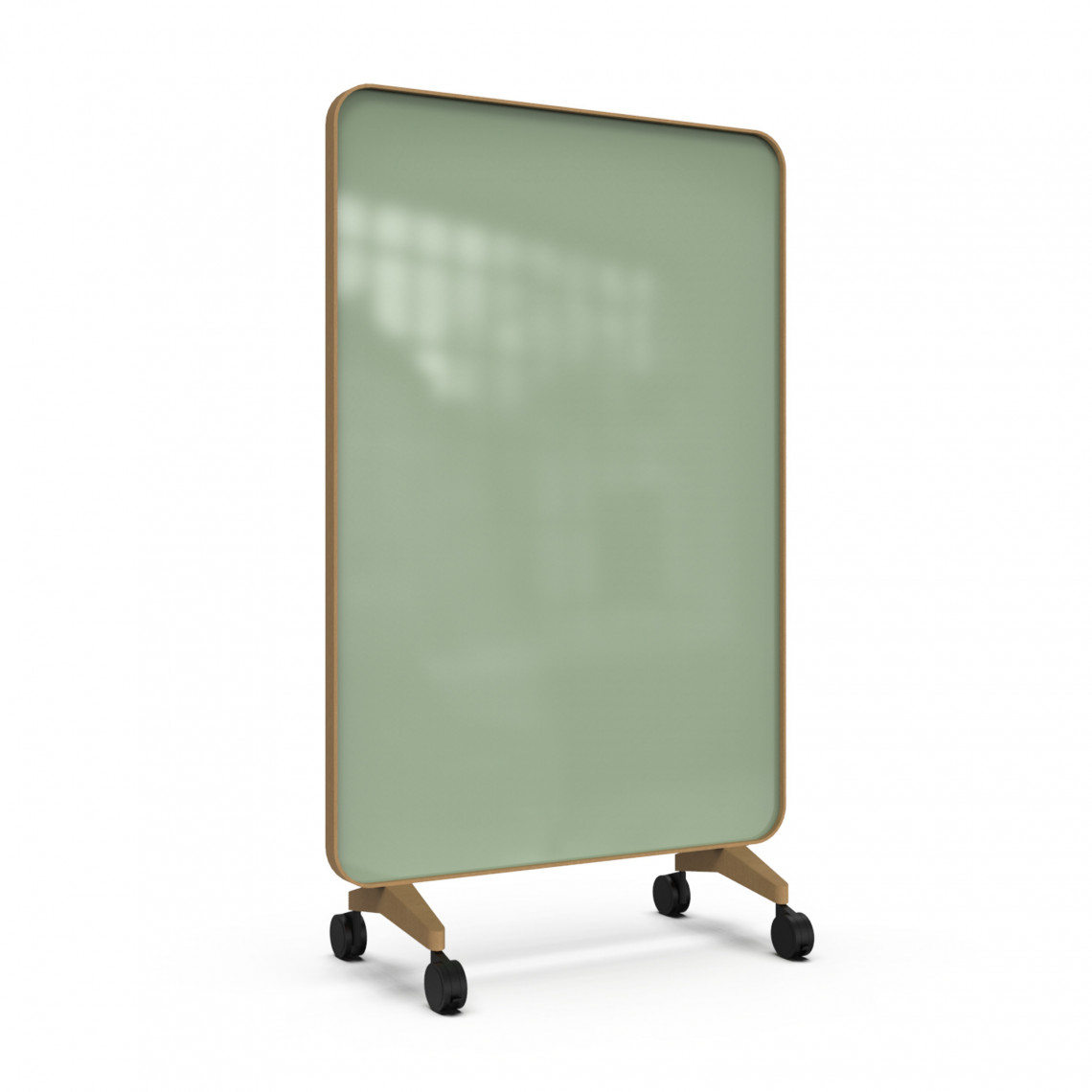 Skrivetavle af glas Frame Mobile, Farve Fair 550 - Grøn, Ramme Ek, Størrelse B120 x H196 cm