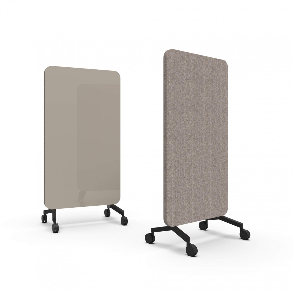 Mood Fabric Mobile, Farve Cozy 450 / Synergy LDP32 (Beige), Fod/hjul-sæt Sort, Størrelse B100 x H196 cm