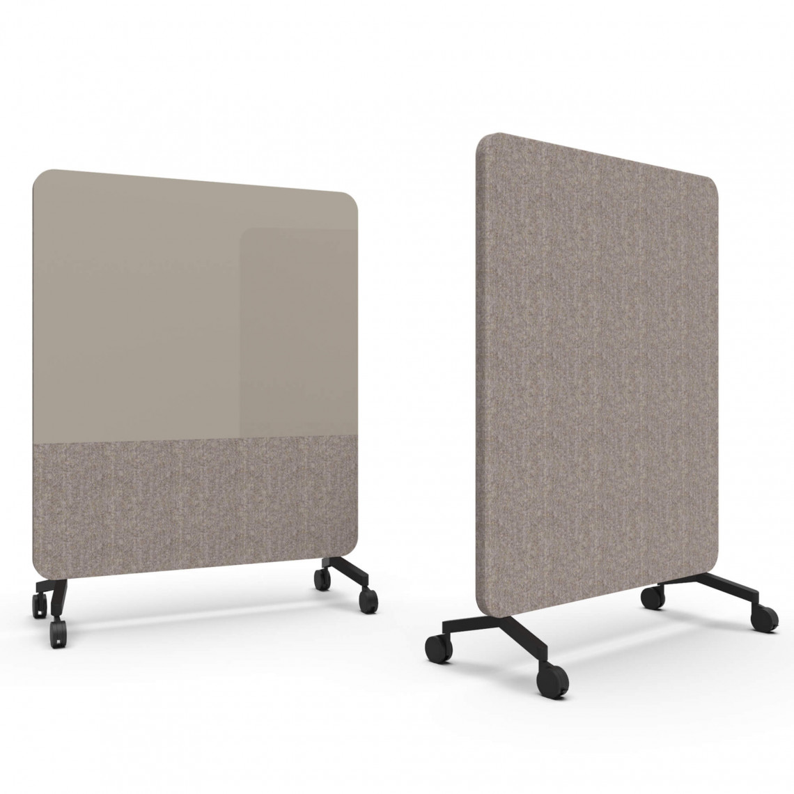 Mood Fabric Mobile, Farve Cozy 450 / Synergy LDP32 (Beige), Fod/hjul-sæt Sort, Størrelse B150 x H196 cm