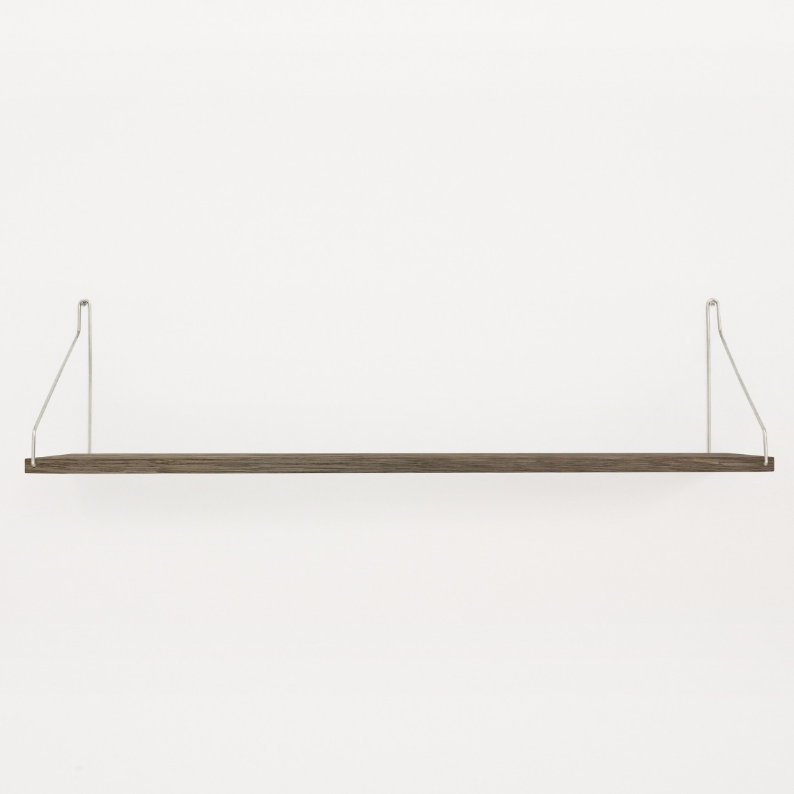 Væghylde Shelf - Hylde i eg, Bredde 80 cm, Dybde 20 cm, Udførelse Dark Stained Oak / Stainless Steel