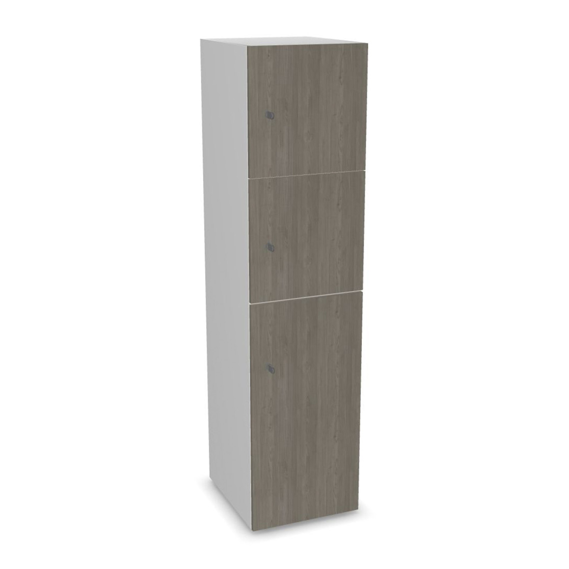 Skab Choice - 2 små låger, 1 stor låge, Farve White / Grey Wood