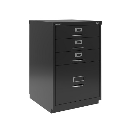 Caisson de bureau pour dossiers suspendus Bisley F-Series - 3 tiroirs + 1 tiroir dossier suspendu, façade classique - Noir