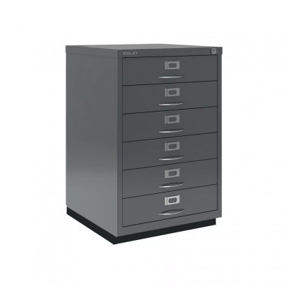 Caisson de bureau Bisley F-Series - 6 tiroirs, façade classique - Anthracite Grey