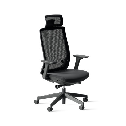 Chaise de bureau Ergo 312 - Noire avec appuie tête