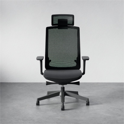 Chaise de bureau Ergo 312 - Noire avec appuie tête