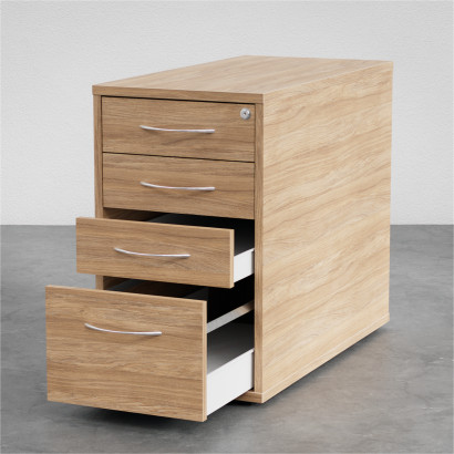 Caisson de bureau Modea - 3 tiroirs + 1 porte dossier, profondeur 80 cm