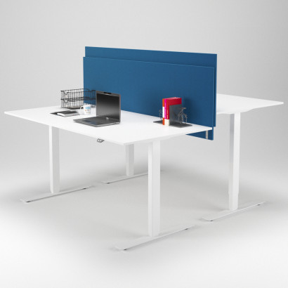 Séparateur de bureau acoustique Calm - 140x65 cm, Bleu, Fixations incluses